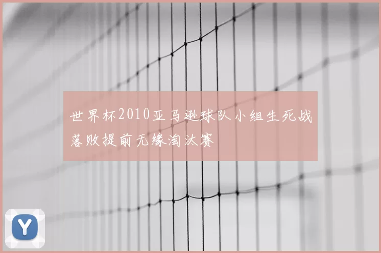 世界杯2010亚马逊球队小组生死战落败提前无缘淘汰赛